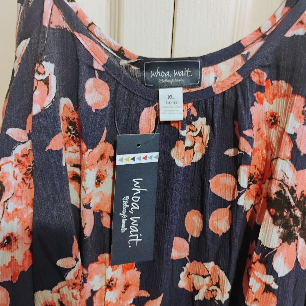 Floral Camisole Top - Navy and Pink - Picture 2 of 9